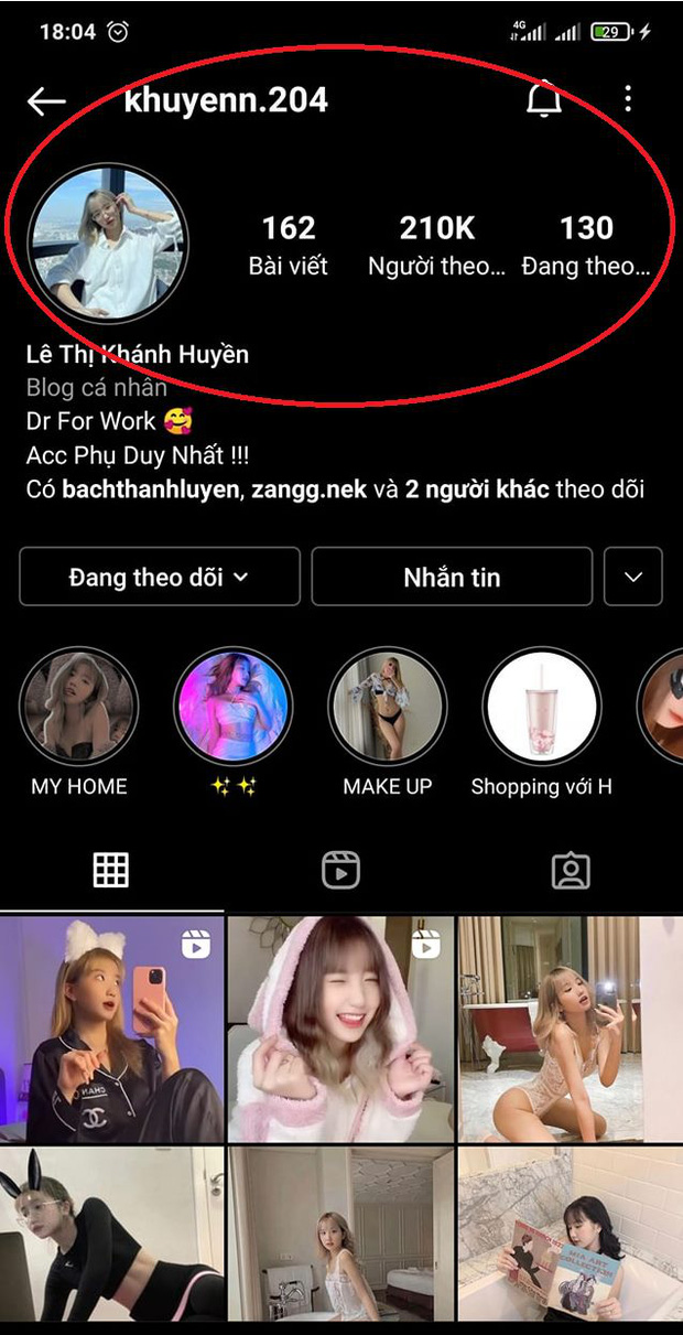 Điều bất ngờ là tài khoản giả mạo còn có follow nhiều hơn tài khoản phụ