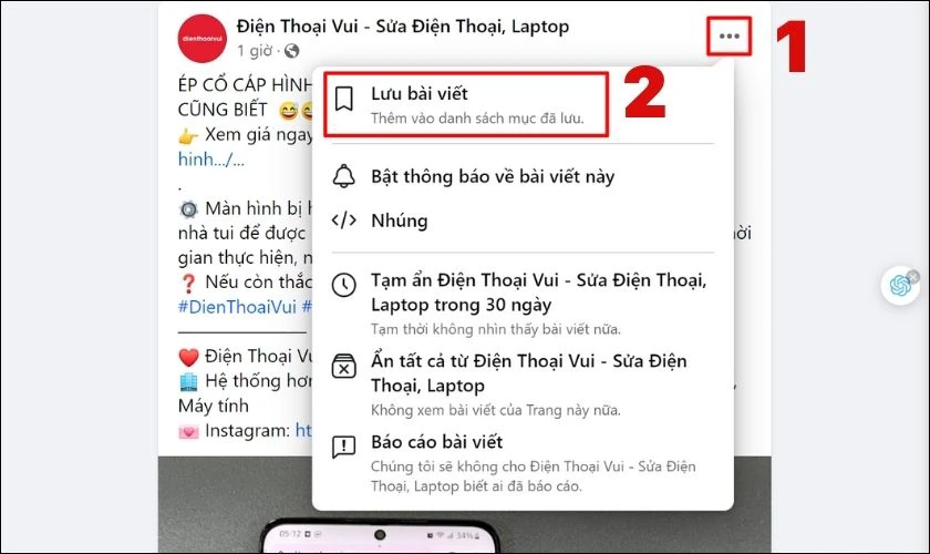Có cách lưu lại bài viết Facebook đã lấy đường link không?