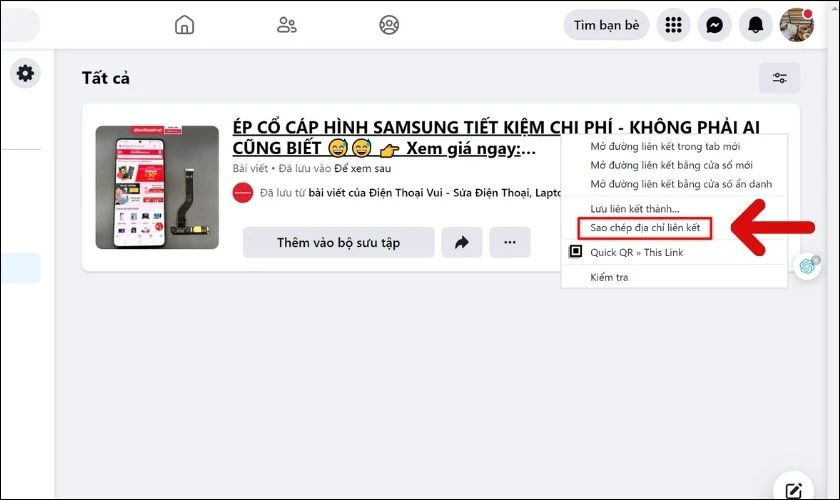 Chọn Sao chép địa chỉ liên kết
