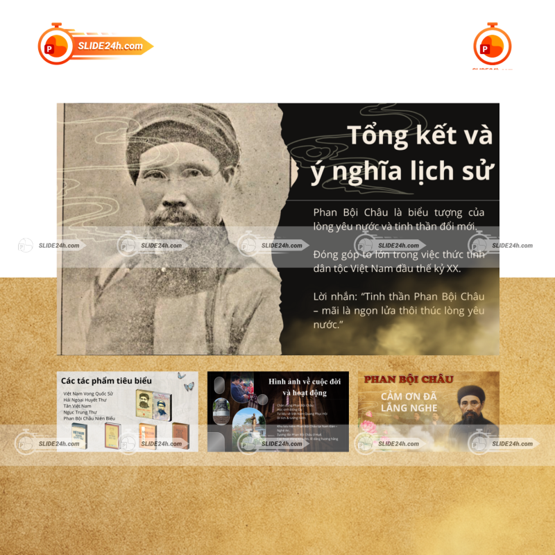 Mẫu Slide Phan Bội Châu – Template PowerPoint Chủ Đề Lịch Sử Việt Nam