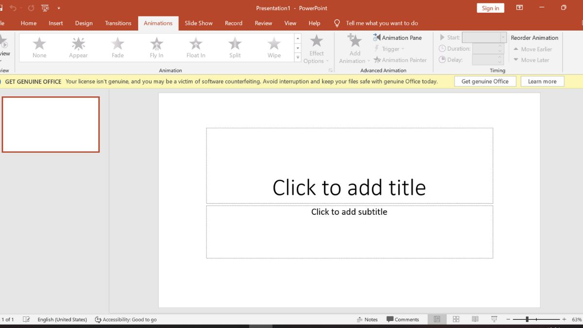 Bước 1: Cách tạo hiệu ứng trong PowerPoint chuyển động