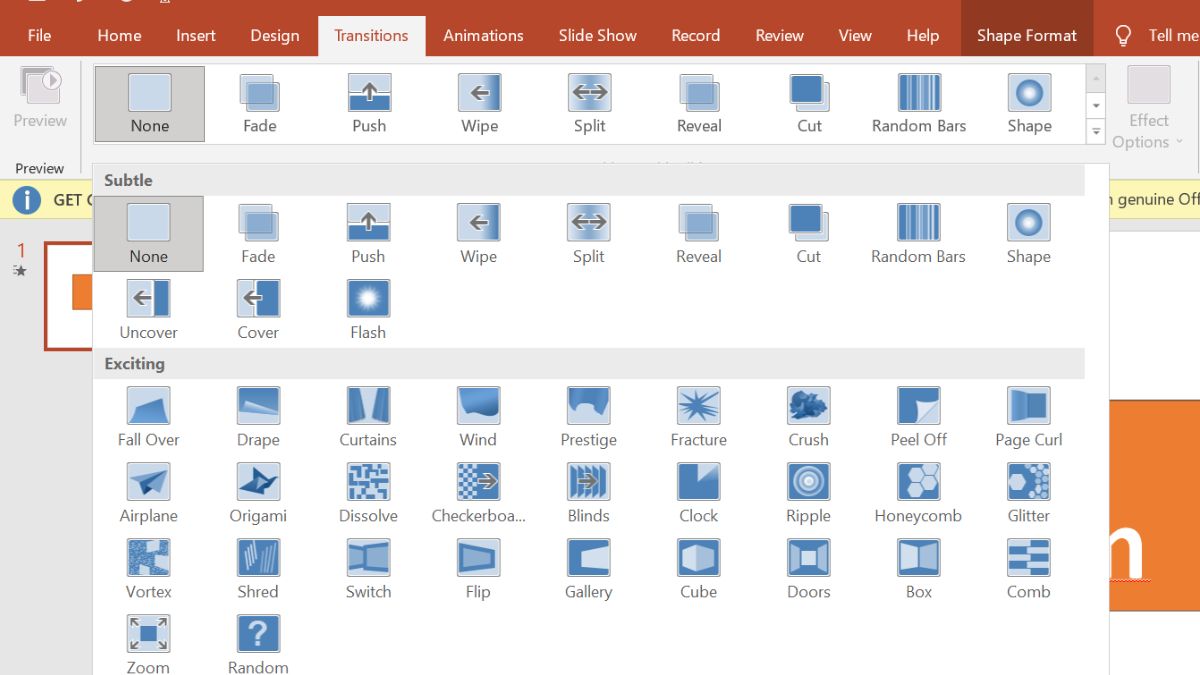 Bước 2: Cách làm hiệu ứng chuyển slide trong Powerpoint