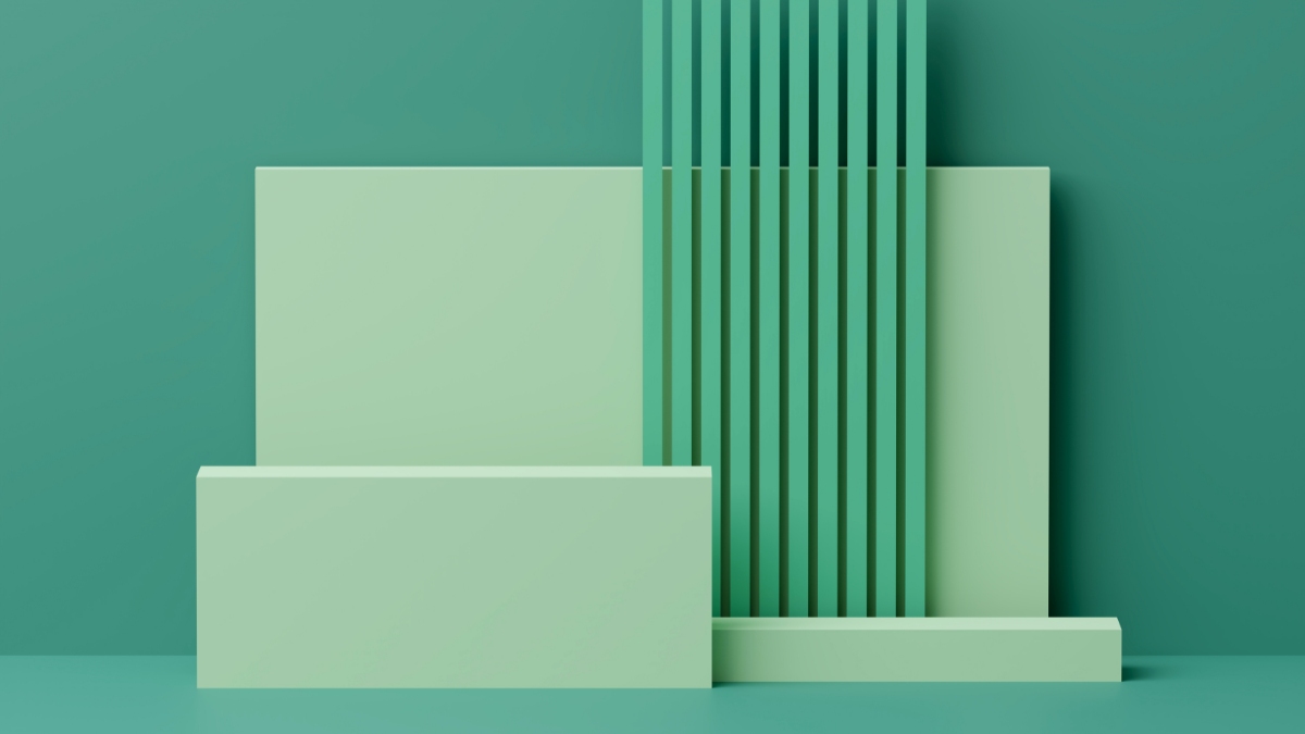 Background xanh pastel với những khung hình vuông trong khác nhau