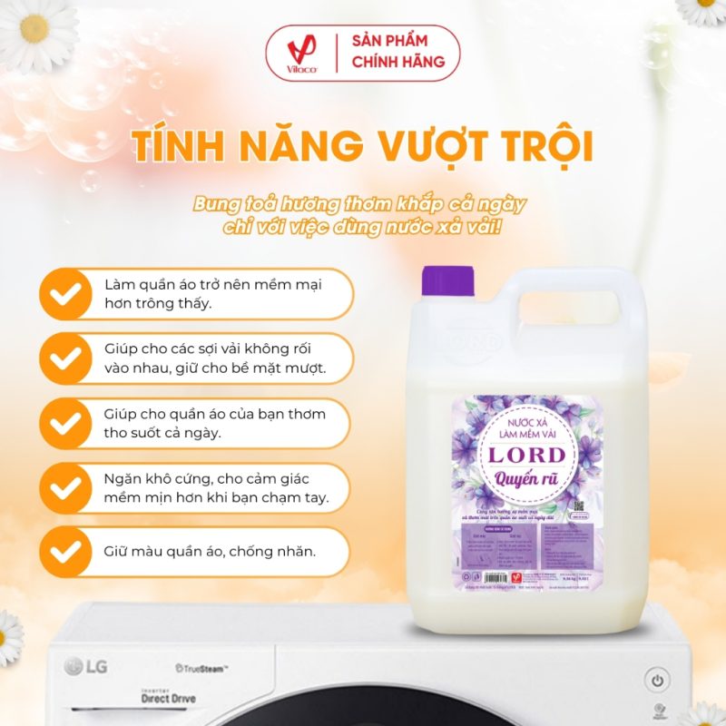 Nước Xả Làm Mềm Vải Lord Hương Quyến Rũ 9.36Kg