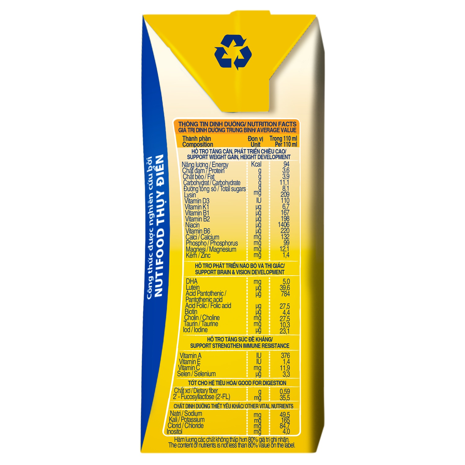 Sữa pha sẳn Nutifood GrowPlus+ Vàng 4*110ml hình 2