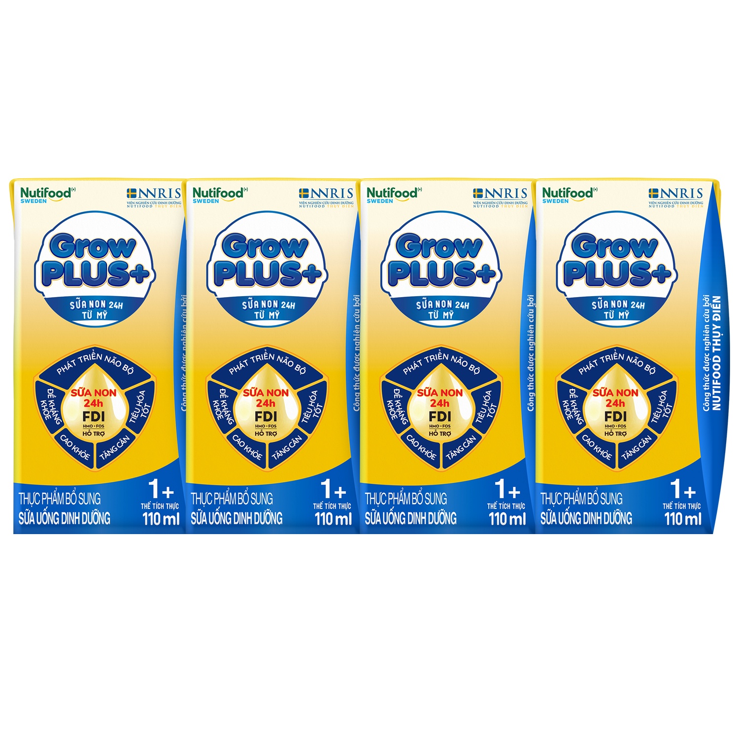 Sữa pha sẳn Nutifood GrowPlus+ Vàng 4*110ml hình 1