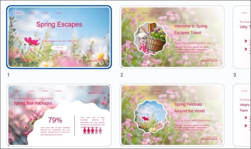 PowerPoint Tết 2026 chủ đề phong cảnh, hoa lá mùa xuân