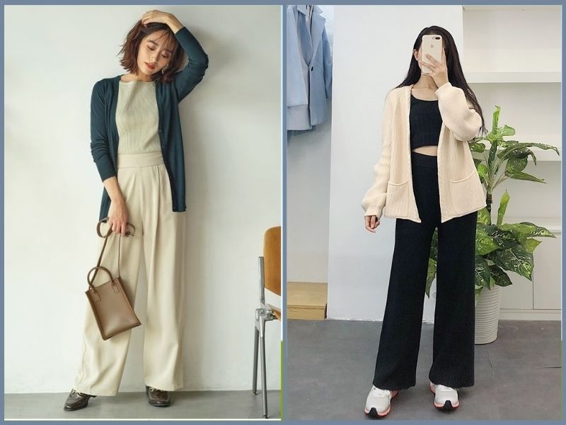 quần ống suông mặc với áo khoác gì