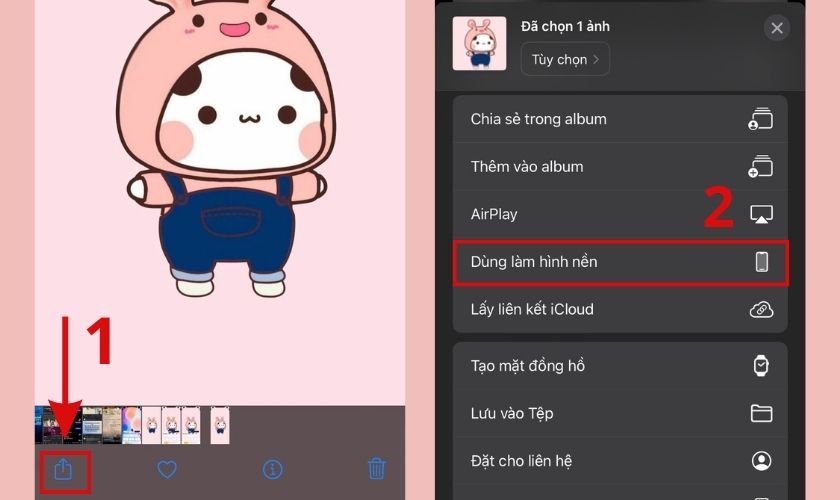 cách cài cài hình nền tai thỏ cho iphone