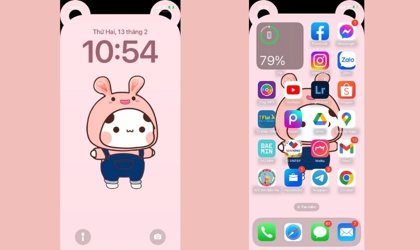 kết quả của sử dụng hình nền tai thỏ cho iphone