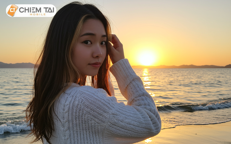Tạo dáng chụp ảnh với mặt trời