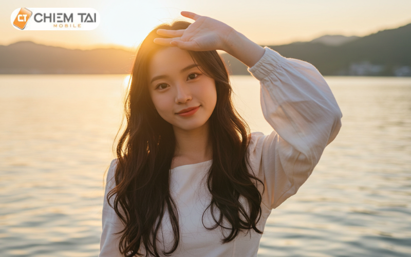 Tạo dáng che nắng hoàng hôn