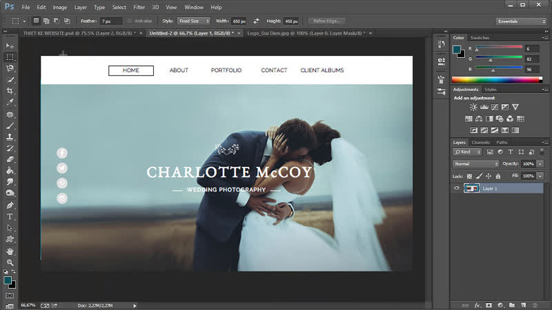 Tạo khối khi thiết kế web bằng photoshop