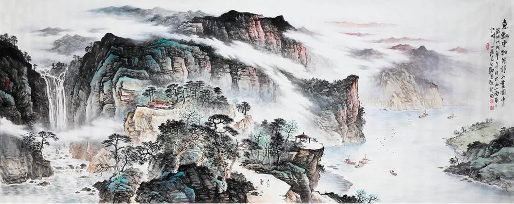 Tranh thuỷ mặc sơn thuỷ mang lại cảm giác yên bình và thư thái, giúp người xem cảm nhận được sự thanh tịnh và hài hòa của thiên nhiên.