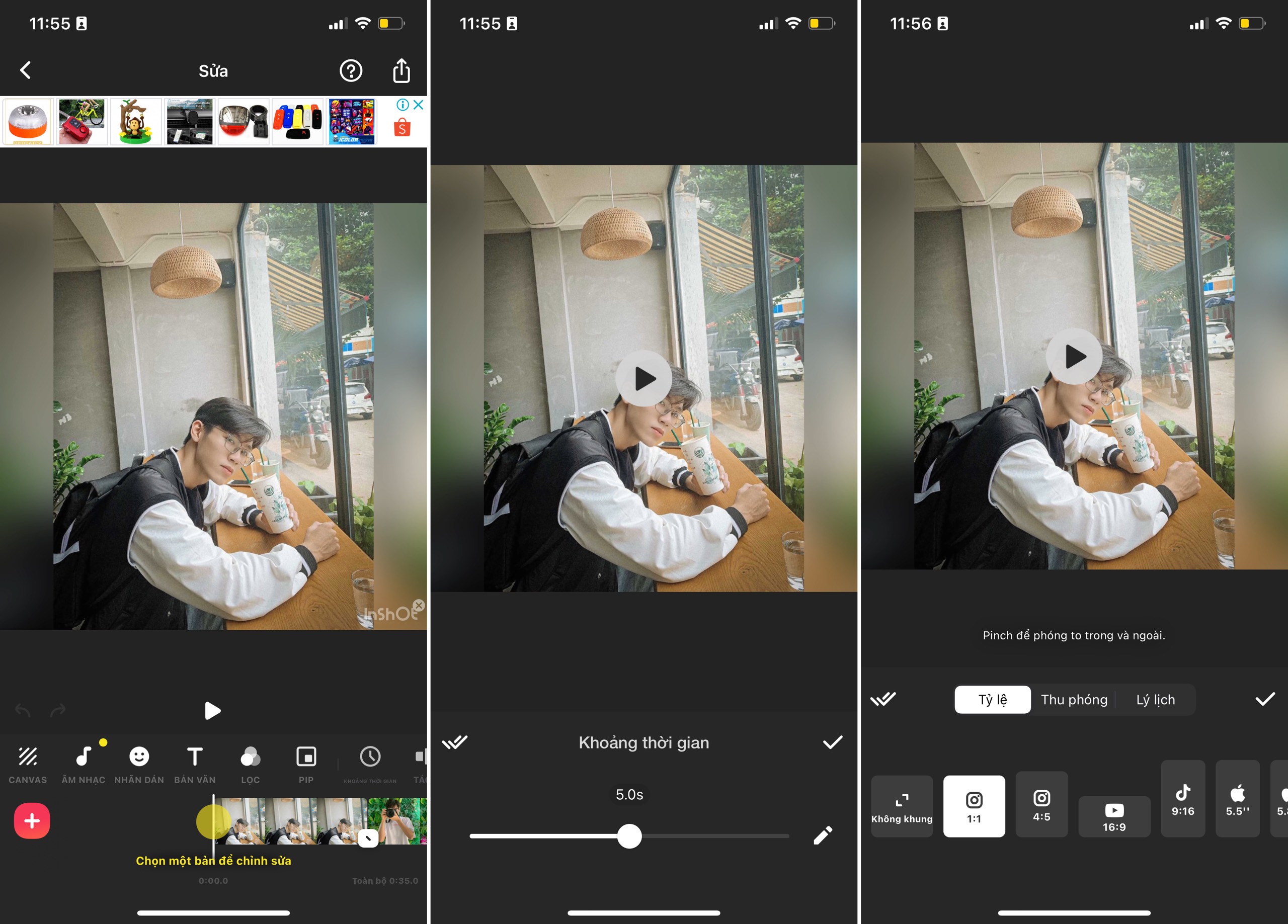 ứng dụng tạo video từ ảnh trên điện thoại - InShot