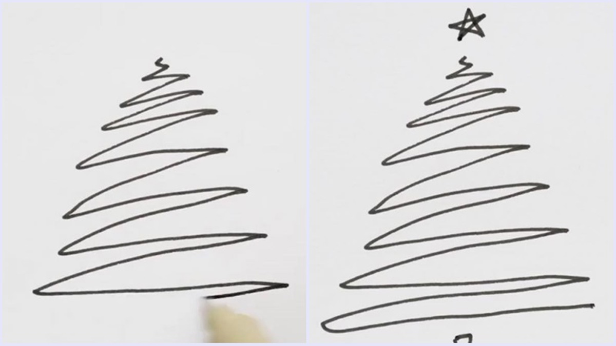 Cách vẽ cây thông Noel đơn giản bằng hình dích dắc