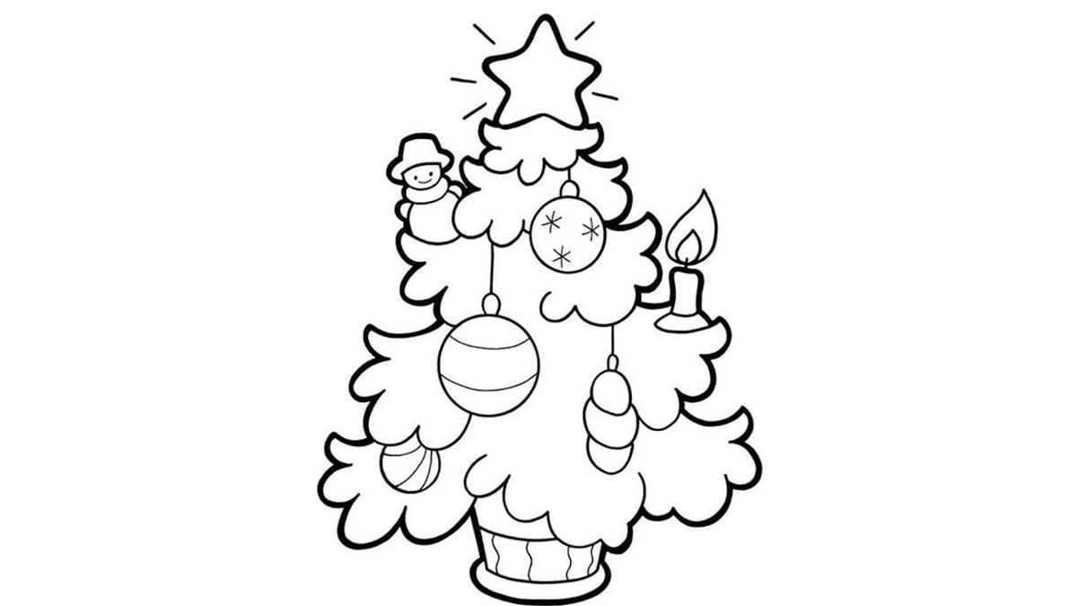 Một số mẫu về cách vẽ cây thông Noel và người tuyết cho bé 1