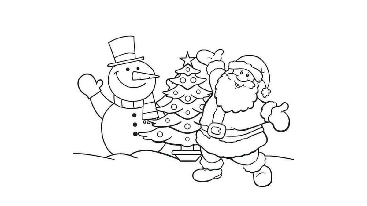 Một số mẫu về cách vẽ cây thông Noel và người tuyết cho bé 2