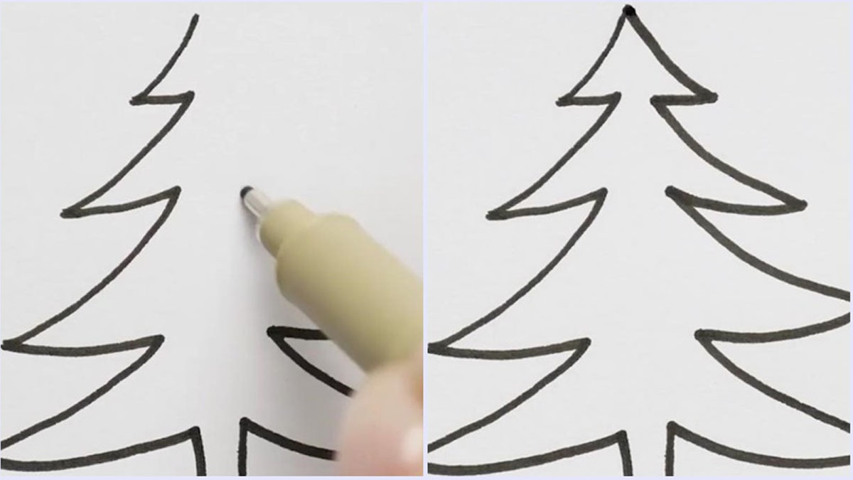 Cách vẽ cây thông Noel đơn giản bằng những góc nhọn