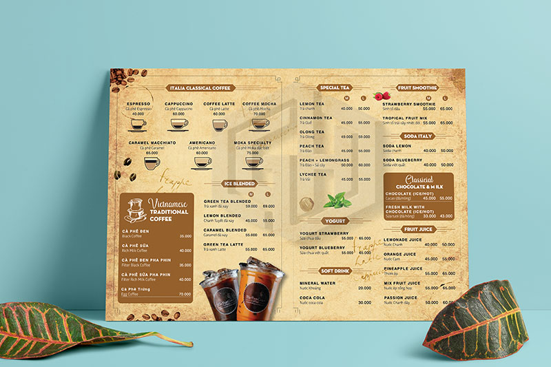 mẫu menu quán cafe đẹp mắt