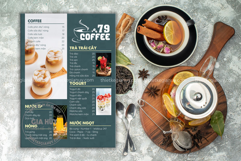 Menu cafe thiết kế hiện đại