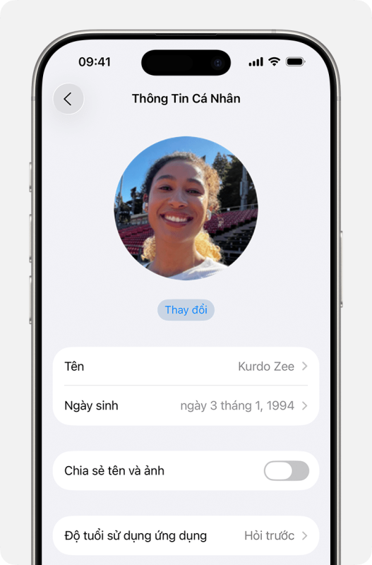 Cập nhật ng&agrave;y sinh li&ecirc;n kết với T&agrave;i khoản Apple
