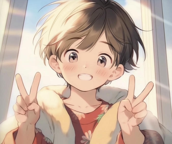 hình anime cute nam biểu hiện vui