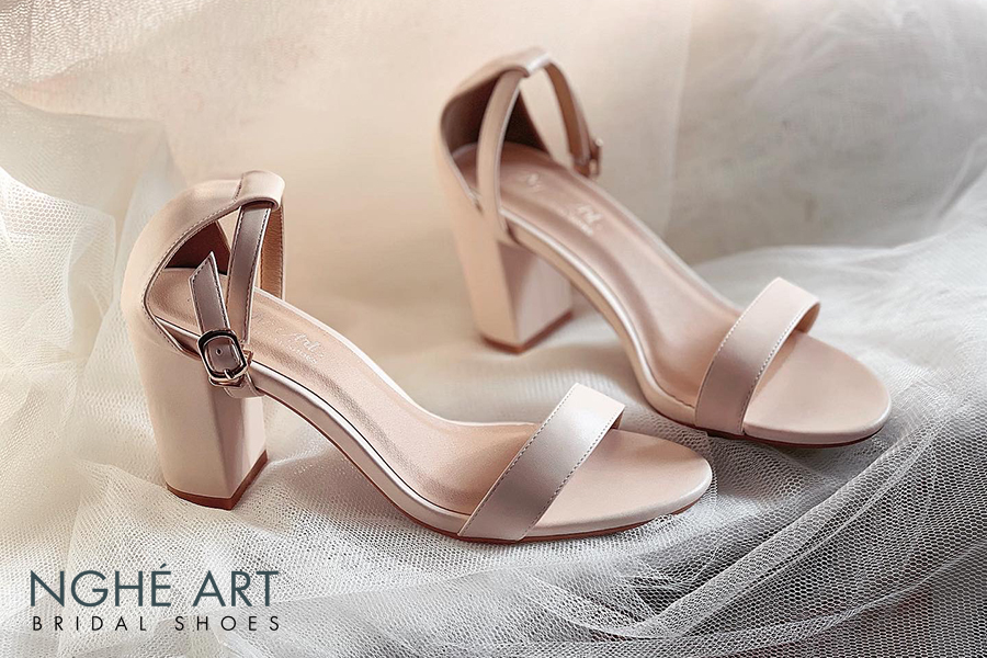 Giày cưới Nghé Art basic quai ngang sandal 195-nude-8p - Ảnh 7 - Nghé Art Bridal Shoes - 0822288288