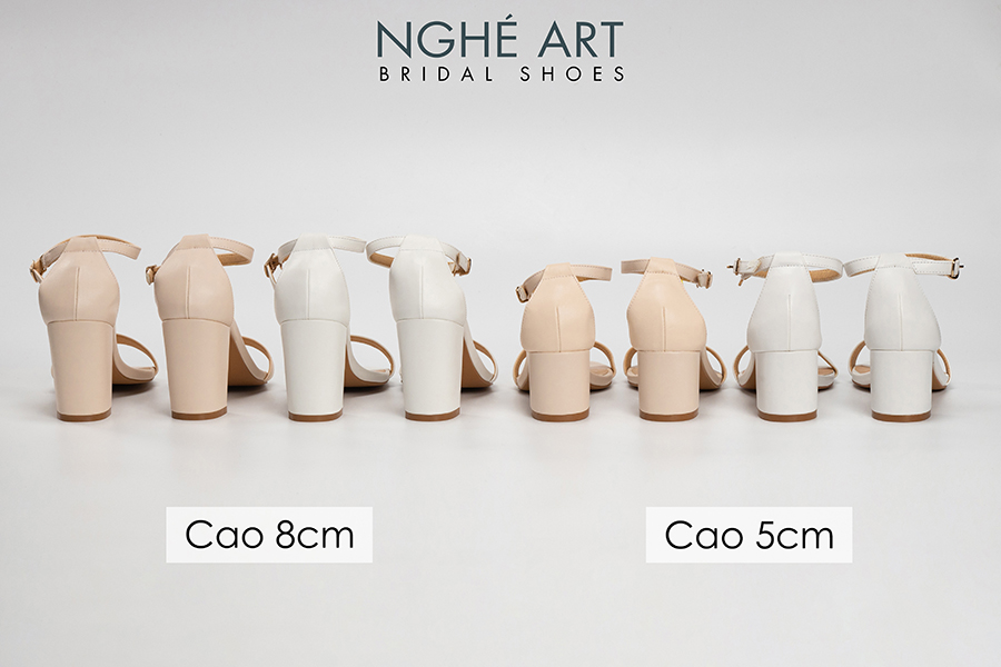 Giày cưới Nghé Art basic quai ngang sandal 195 - Ảnh so sánh chiều cao - Nghé Art Bridal Shoes - 0908590288