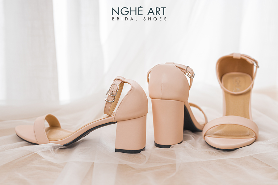 Giày cưới Nghé Art basic quai ngang sandal 195-nude-8p - Ảnh 4 - Nghé Art Bridal Shoes - 0822288288