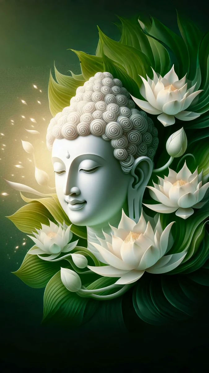 Hình ảnh hoa sen và tượng Phật
