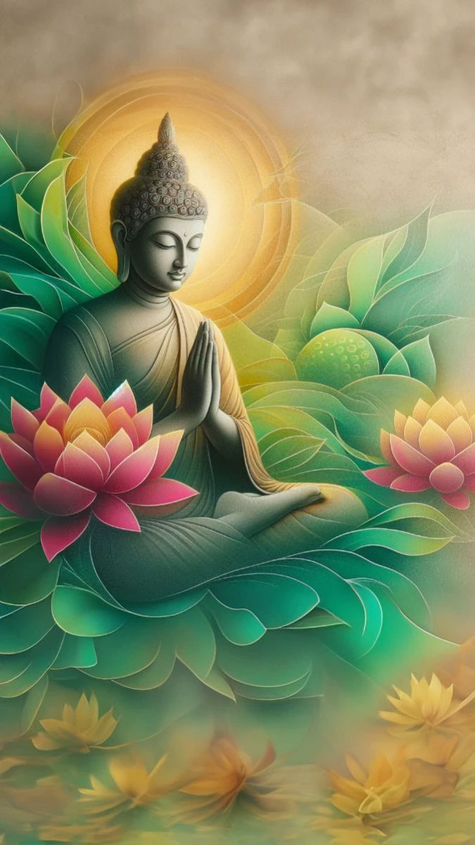 Hình nền điện thoại Phật giáo với hoa sen