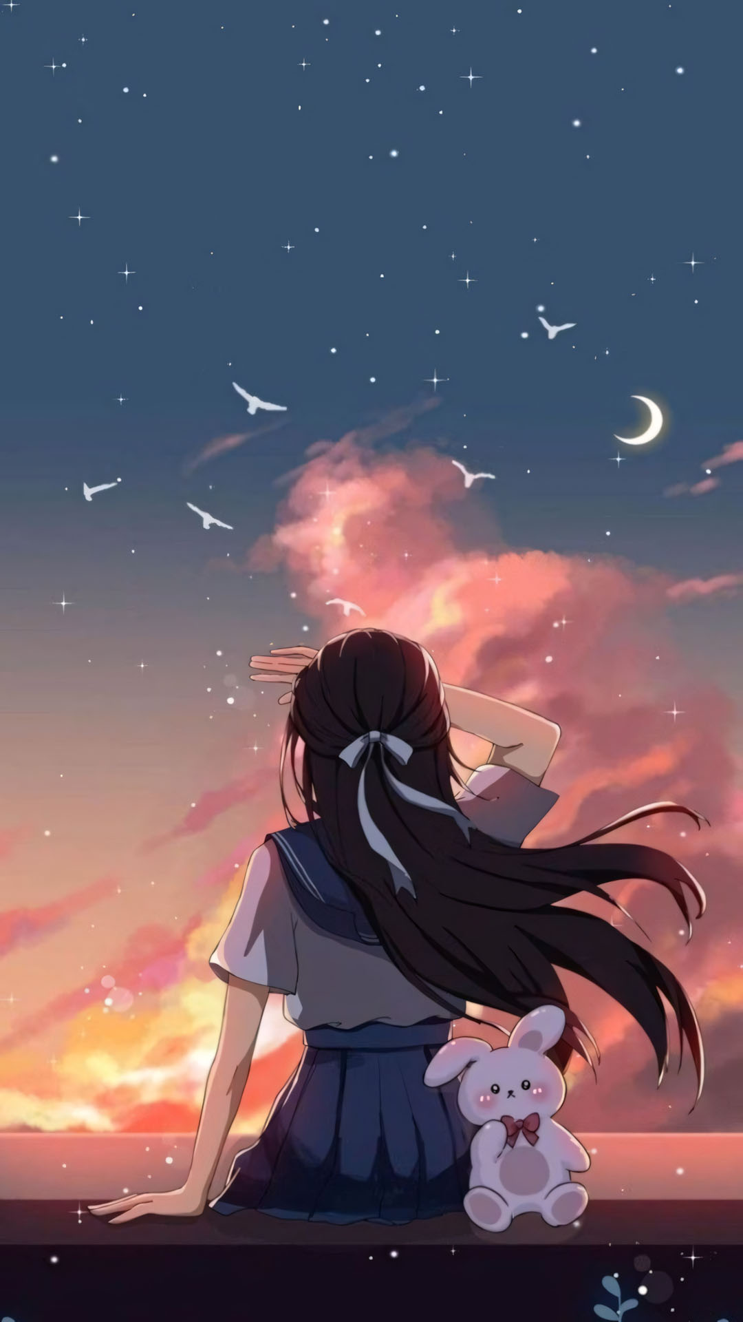 Hinh nen anh co gai buon quay lung anime 1920px 1080px full hd 16 1