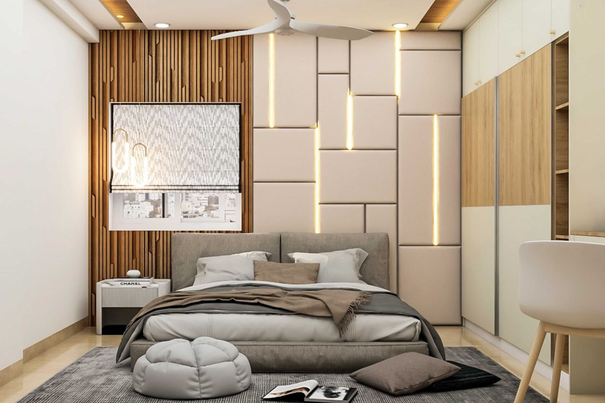 Phòng ngủ với tấm ốp nhựa sang trọng và hiện đại