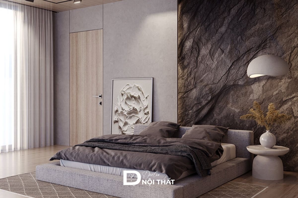 Vách background phòng ngủ nhựa giả đá
