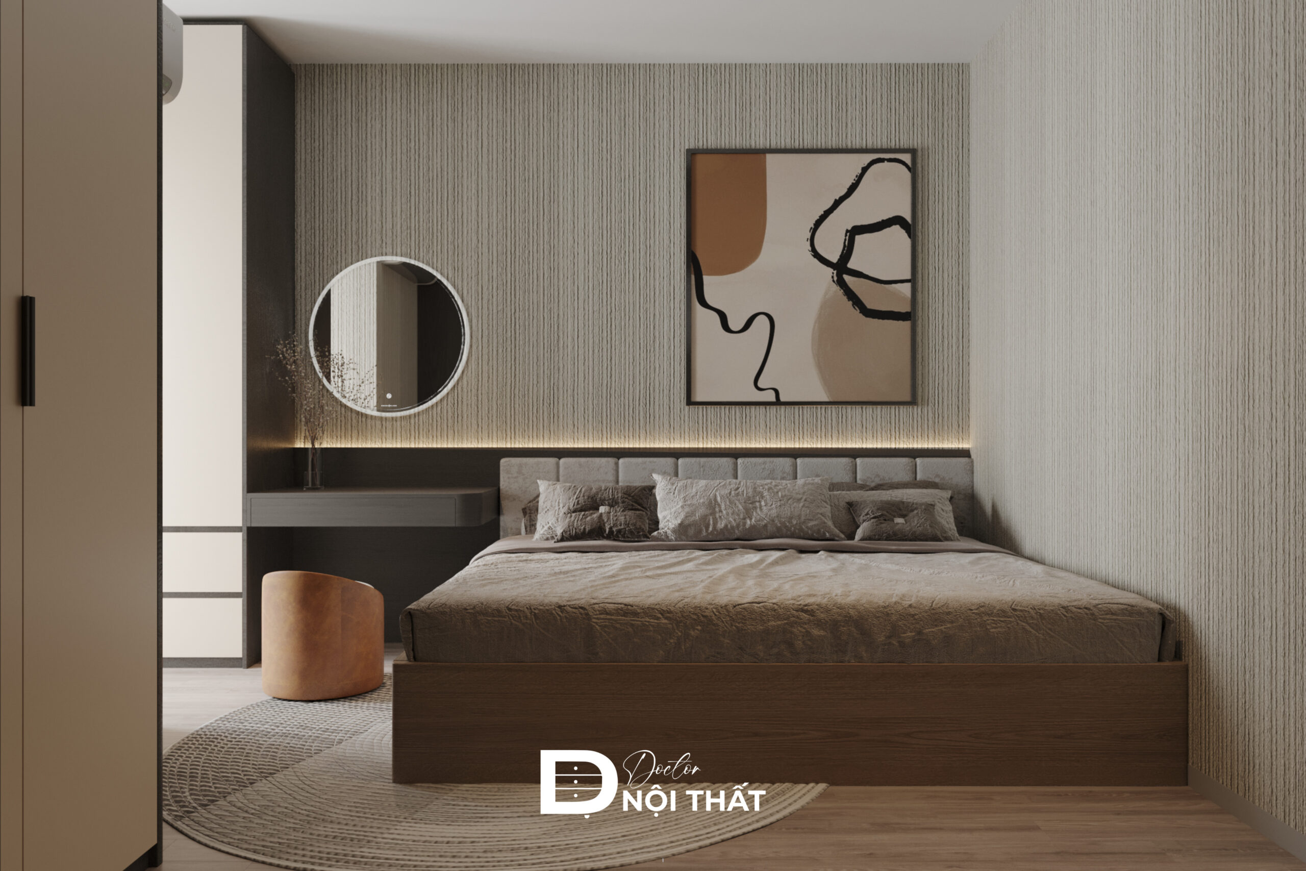 Phòng ngủ với tranh dán 3D đẹp mắt tạo điểm nhấn riêng