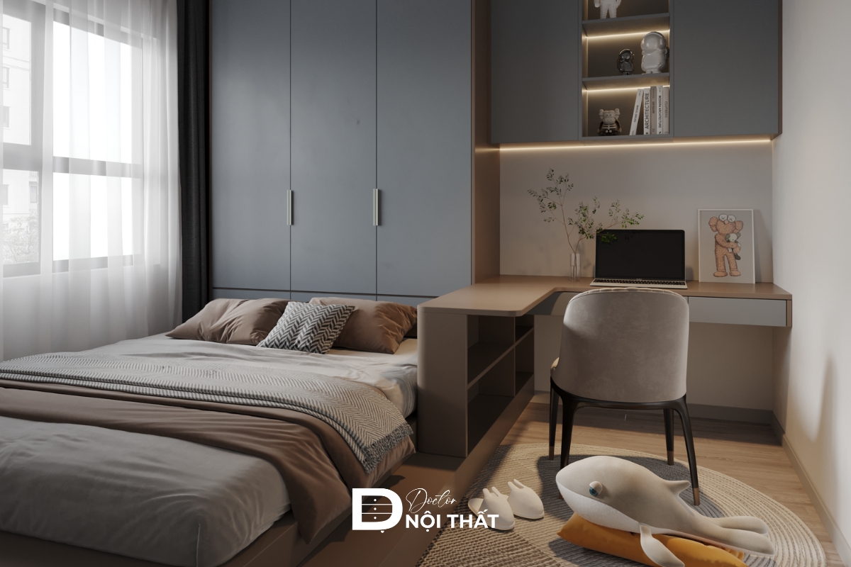 Phòng ngủ cho nam với những gam màu trầm làm chủ đạo