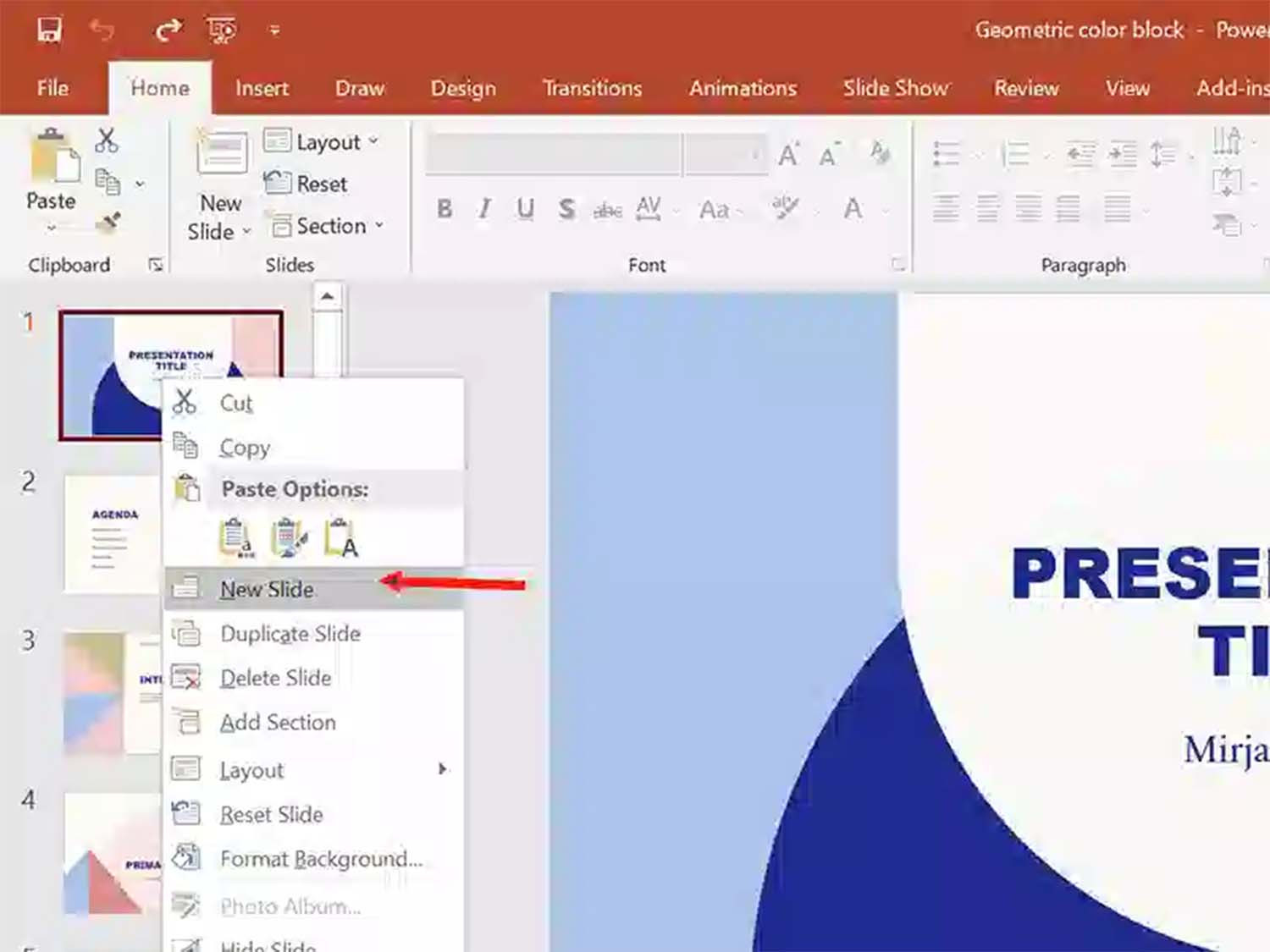 Tạo Slide đầu tiên