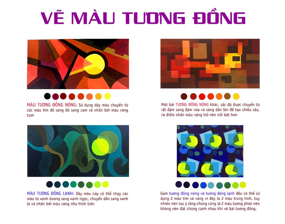 Tương đồng, Tương phản và Hòa sắc trong vẽ trang trí màu