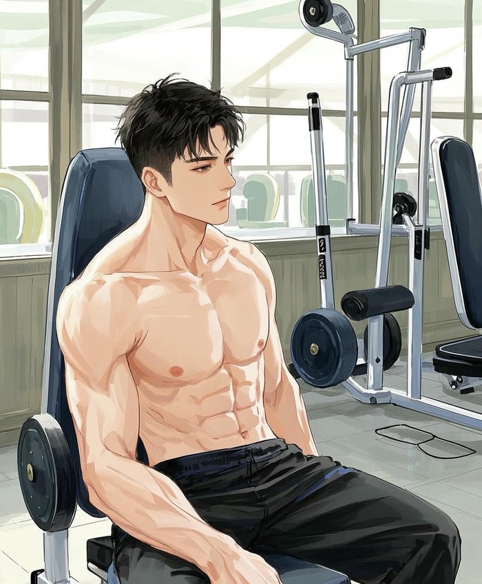 hình anime nam 6 múi da sáng