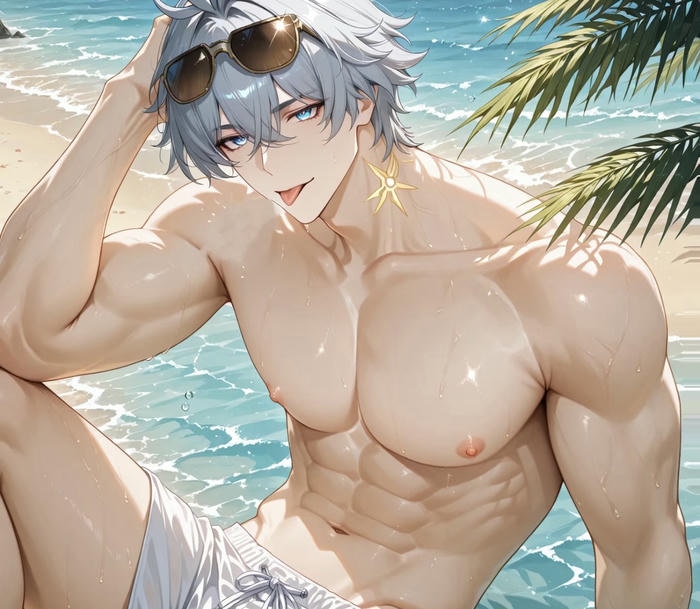 hình anime nam 6 múi cơ ngực rõ