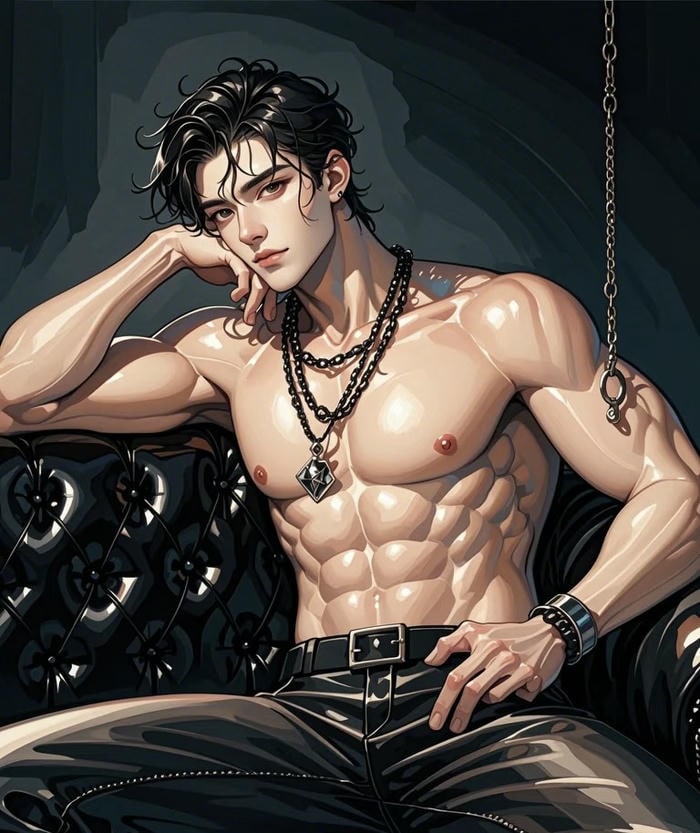 hình anime nam 6 múi dáng ngồi vững