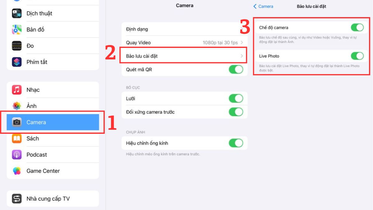 cách chỉnh cài đặt các chế độ chụp ảnh trên camera iPhone