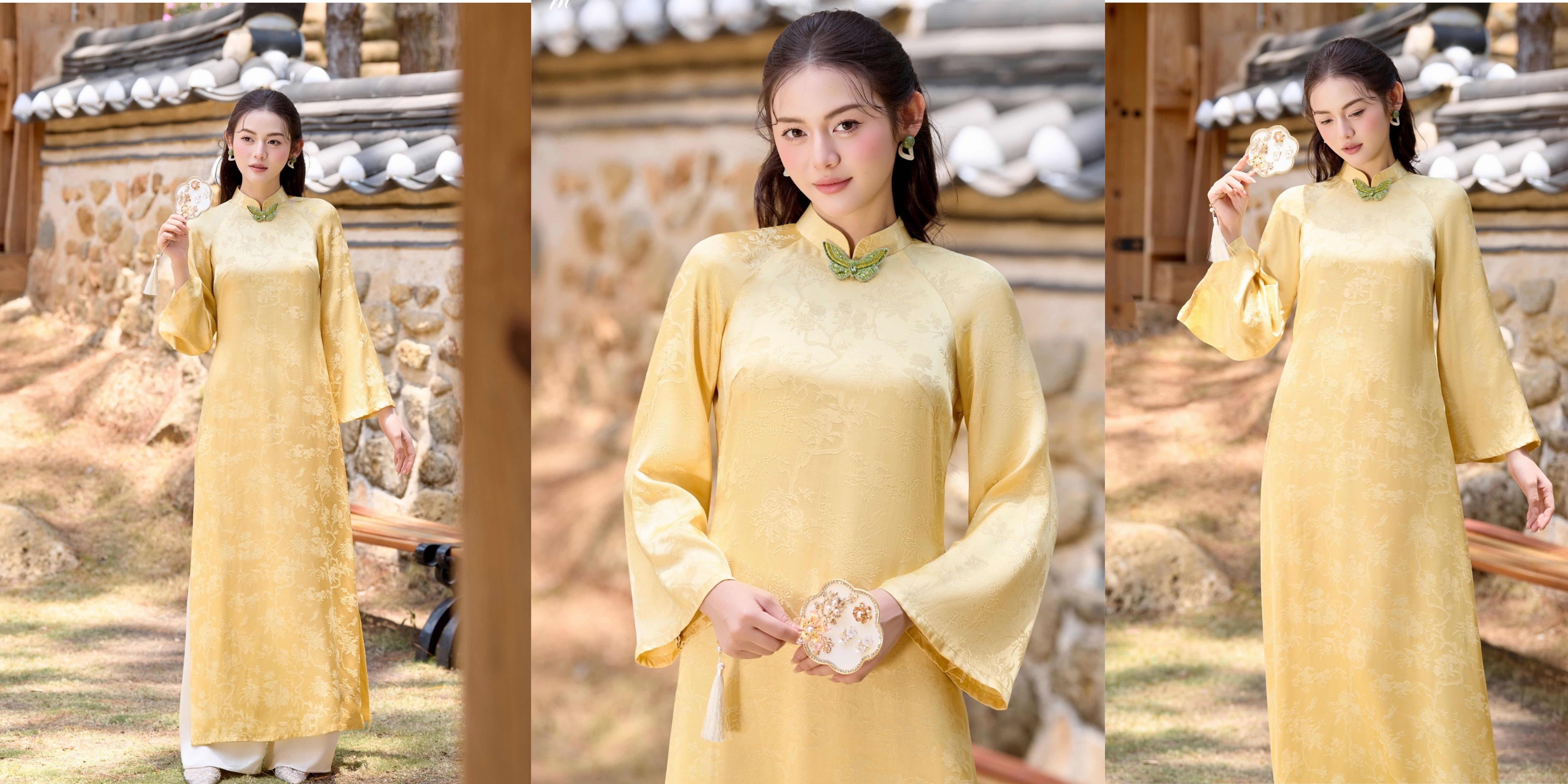 ao dai dang suong mau vang