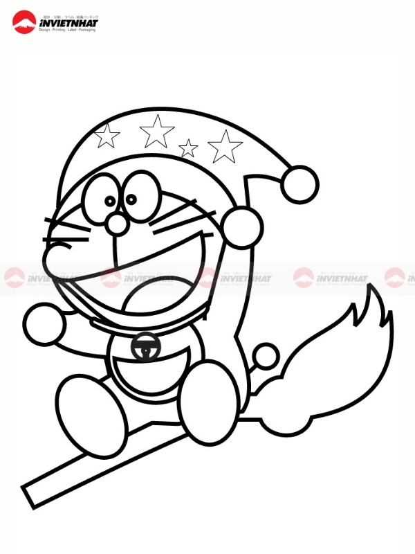 Hinh ve den trang Doraemon in an