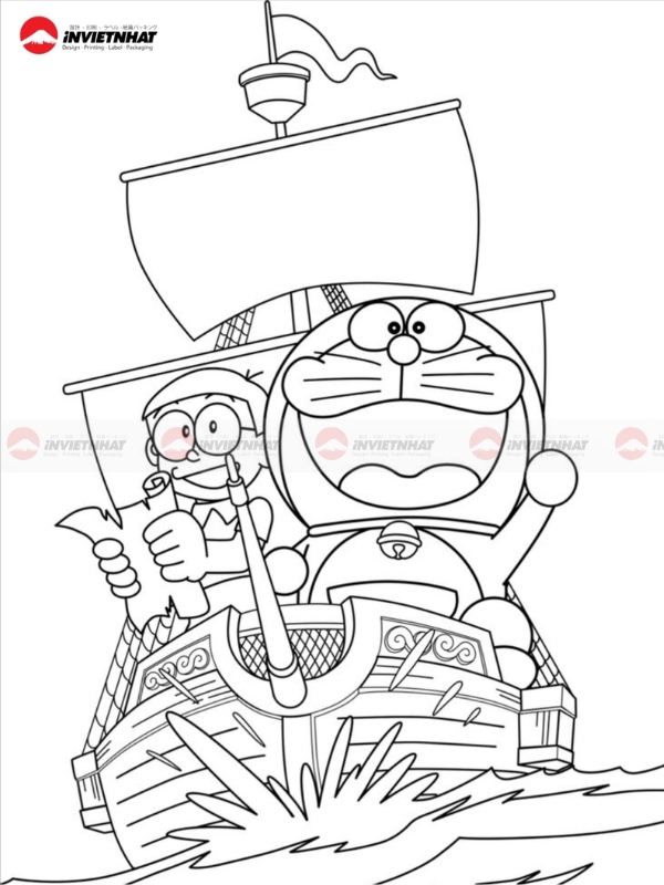 Tranh to mau Doraemon va Nobita vui choi