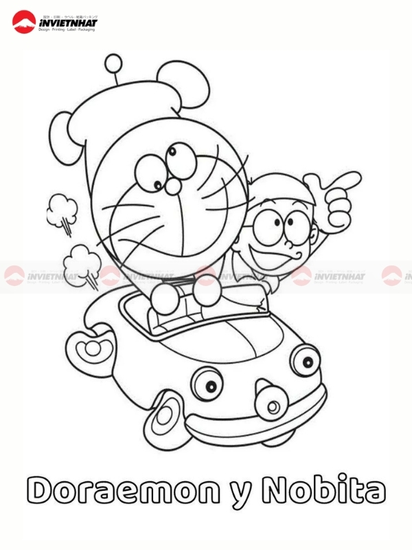 Hinh to mau Doraemon va Nobita cuoi dua