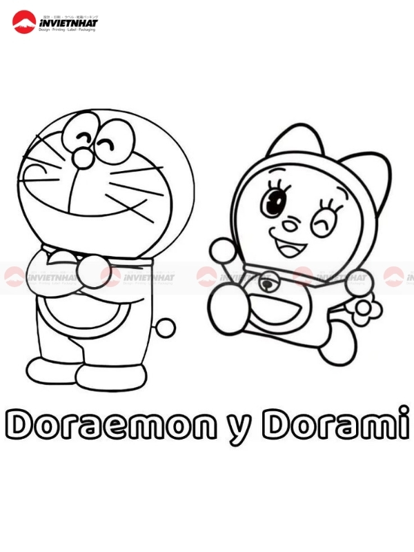 Tranh to mau hai anh em Doraemon va Dorami