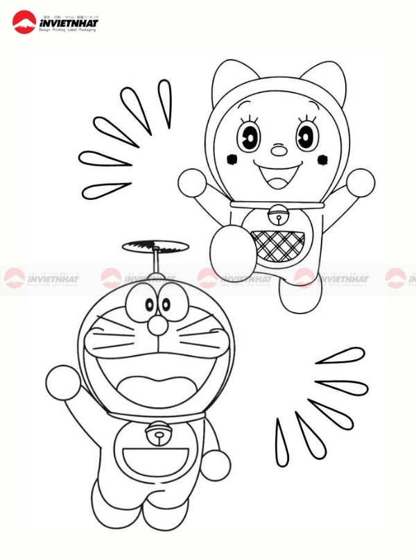 Hinh ve Doraemon va Dorami den trang cho be