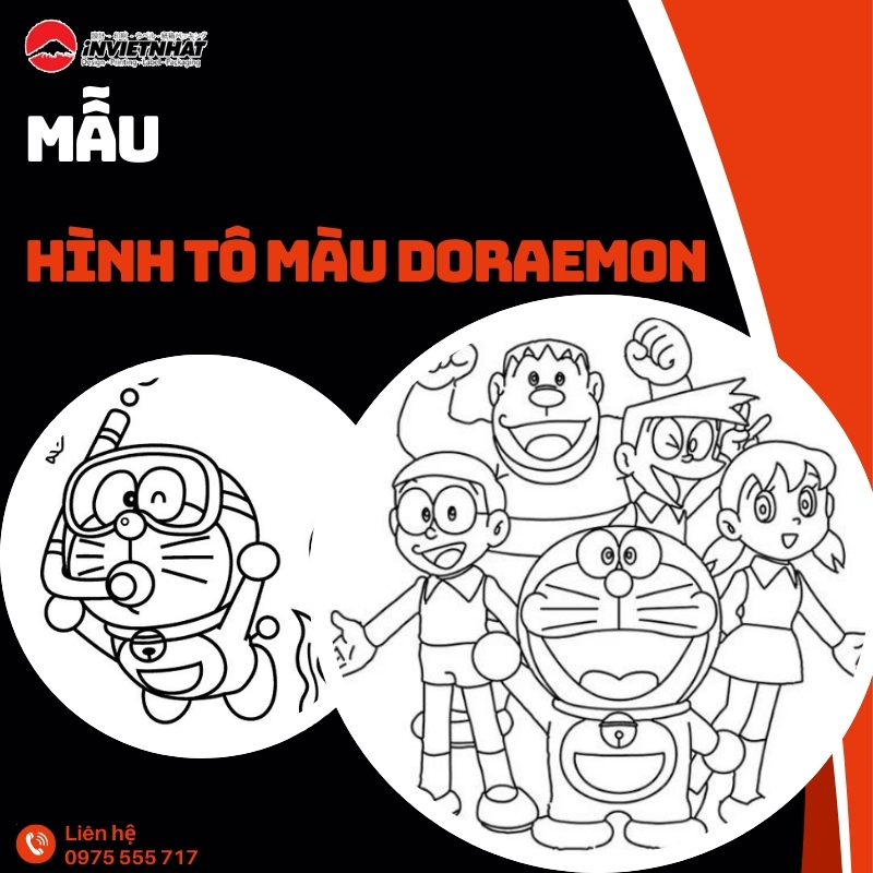 33+ Mẫu ấn phẩm hình tô màu Doraemon CUTE, siêu nét cho bé